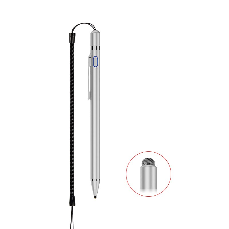 Actieve Pen Capacitieve Touch Screen Pen Voor Nokia 6 8 3 5 Nokia6 Lumia 950 Xl 650 Mobiele Telefoon Stylus pen Case Met Lente Touw: silvery