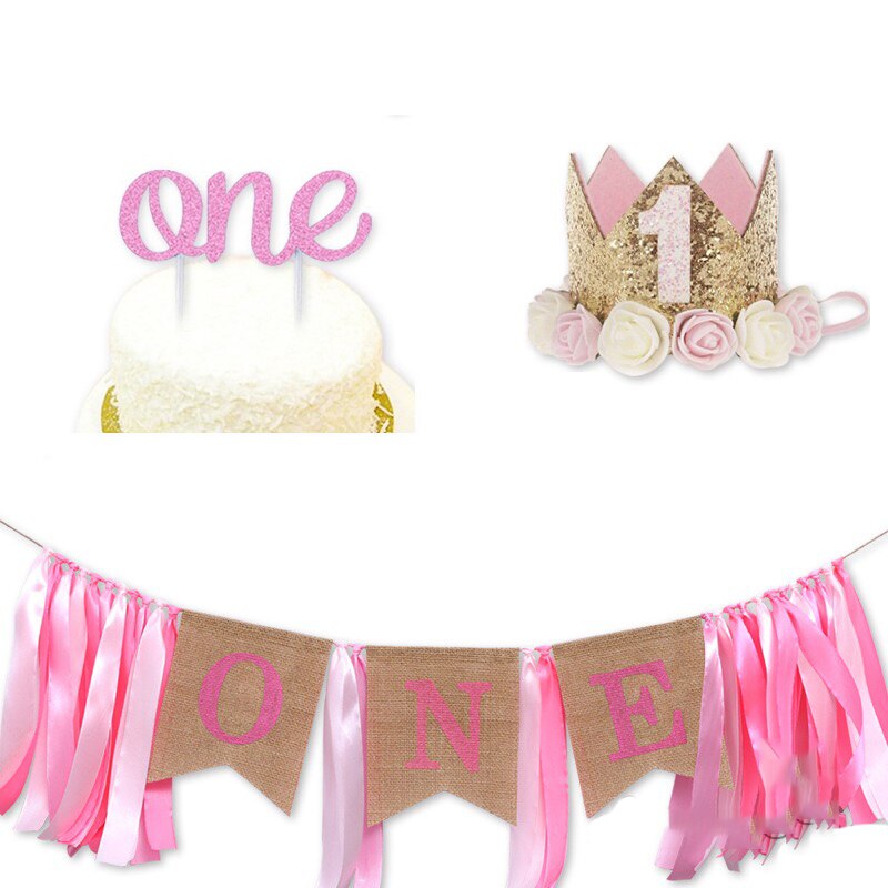 Første bursdag gutt fest kake topper første gutt krans baby jente ett års bursdag jente del banner gratulerer med dagen fest dekor: Lysegrønn
