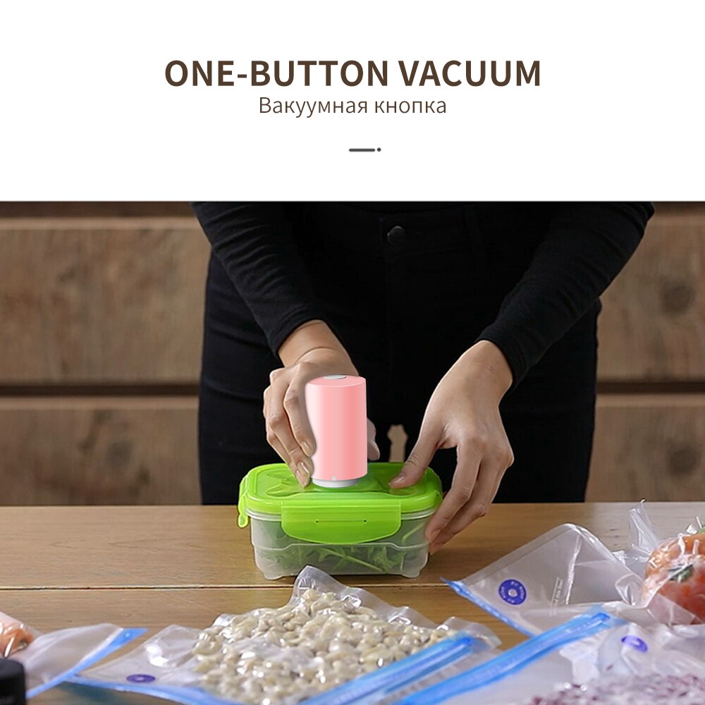 FUNHO – pompe à vide automatique USB pour aliments, Machine à emballer sous-vide, avec 5 sacs de recyclage, économiseur d'aliments