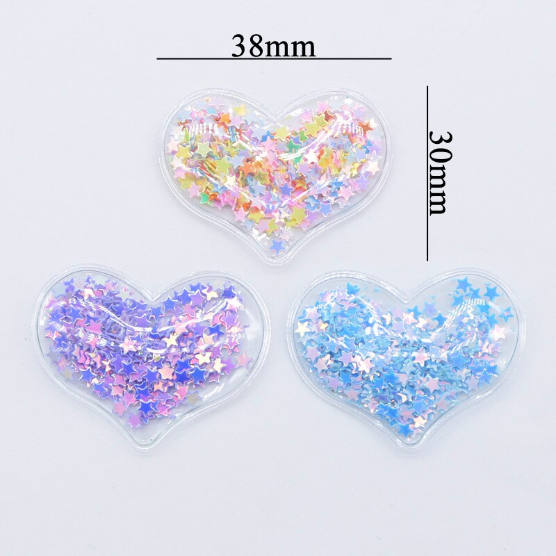 32Pcs 38*30mm Bling Hart Transparante Plastic Vulling Sequin Applicaties voor DIY Hoofddeksels Haar Clips Boog Accessoires patches L06