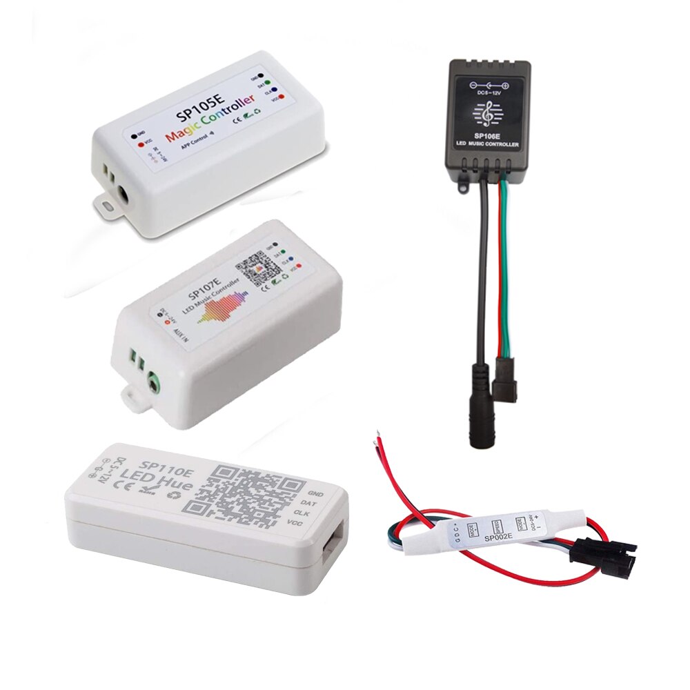 Ws2812b Controller Controlador Rgb Led Strip 12v5v Bluetooth Sp107e Sp110e Muziek Rf Pixel Colorido Com Controle Mini Adresseerbare