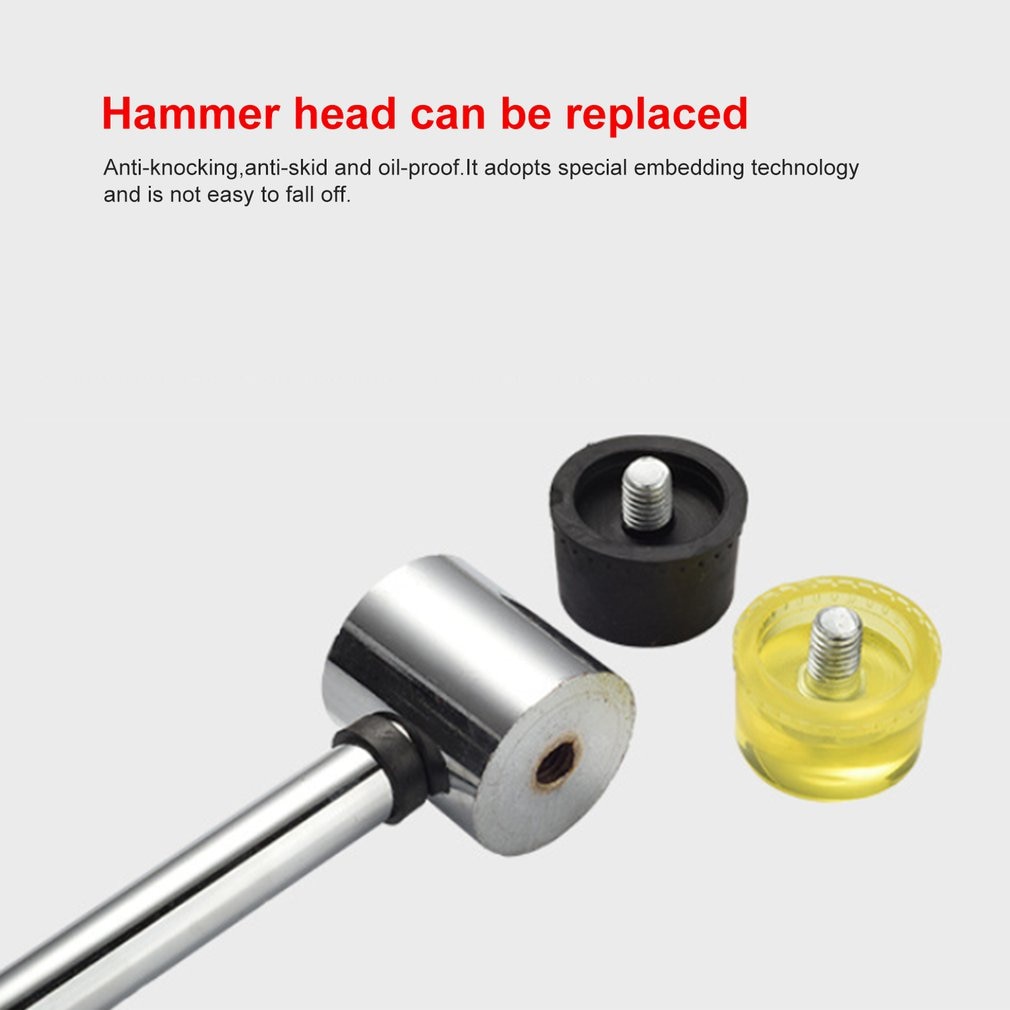 Manual Hammer Soft Mallet Double Face Soft Tap Rubber Mallet Hammer with Non Slip Plastic Grip DIY Leather Tool25MM
