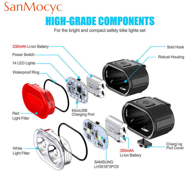 Radfahren Fahrrad Vorne Hinten Licht Set Fahrrad USB Ladung Scheinwerfer Licht MTB Wasserdichte Rücklicht LED Laterne Fahrrad Zubehör