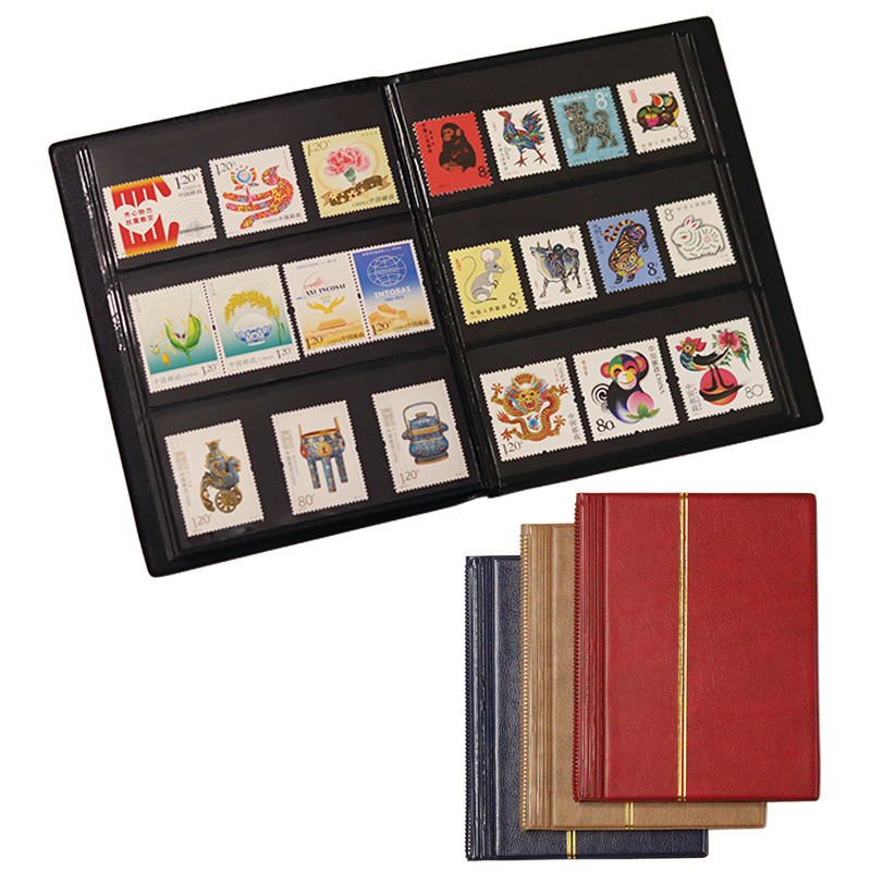 Libro de álbum de colección de sellos postales, bolsa de almacenamiento de colección de sellos de doble cara, folleto de colección de sellos vacíos, 20 hojas