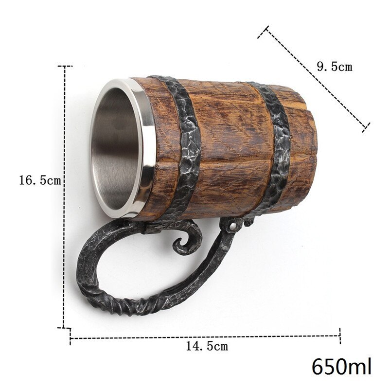 Halloween Mok Beker Retro Hars Roestvrij Staal Bier Mok Skull Knight Koffie Water Cup Viking Thee Mok Bar Decoratie: 650ml