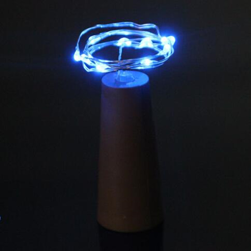 Zilveren koperdraad fleskurk stop led-lichtsnoer huisdecoratie 75cm lengtes gloeiend feest bruiloft verjaardag: Blauw