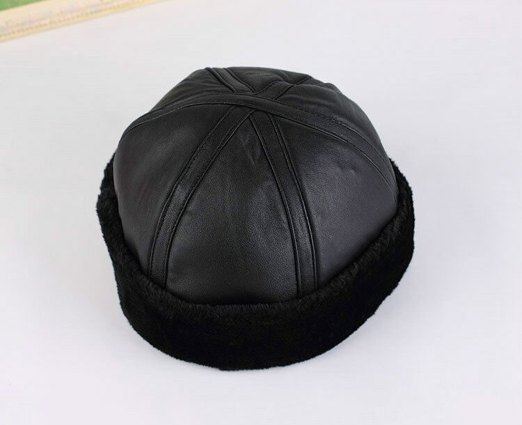 Gorro de piel de oveja a la , gorro de Sailor, redondo, cálido, informal, Color sólido, para invierno