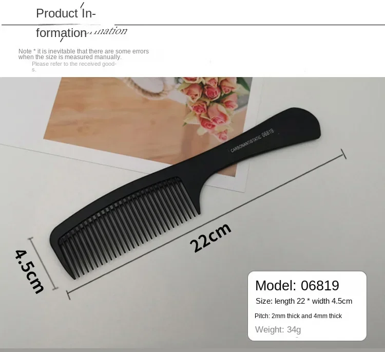 Peine de corte de pelo para hombre y mujer, peine de corte de pelo grueso de , peine de estilo de peluquería, cepillo de peluquería: Negro