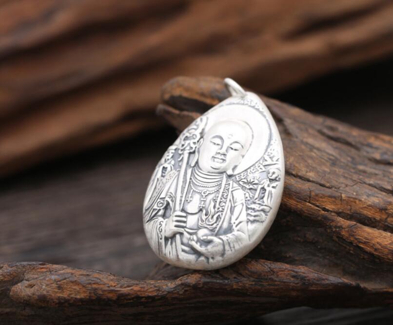 Pur argent Sterling S999 bijoux en argent bouddha mythique pendentif religieux (FGL)