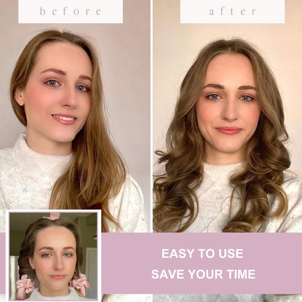 Heatless Curling vara diadema No calor rizos cinta pelo rodillos dormir cinta para cabello suave pelo bigudíes cinta pelo herramientas