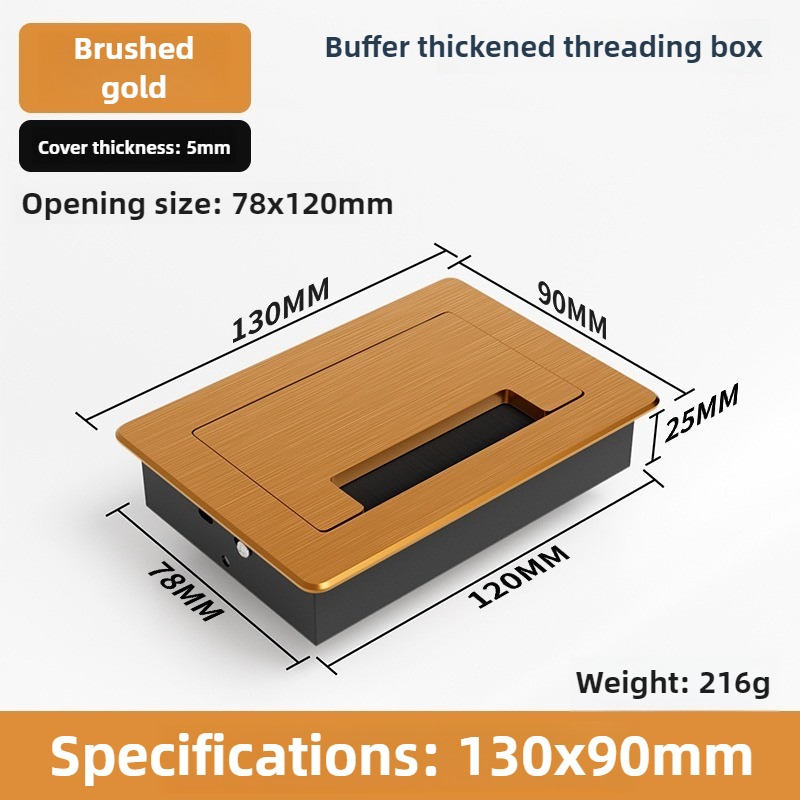 1 ST aluminium rechthoekige bureau kabeldoorvoertules draadgat deksel Kabeluitlaat Poort Oppervlak tafel kabel gat Meubelbeslag: Paars