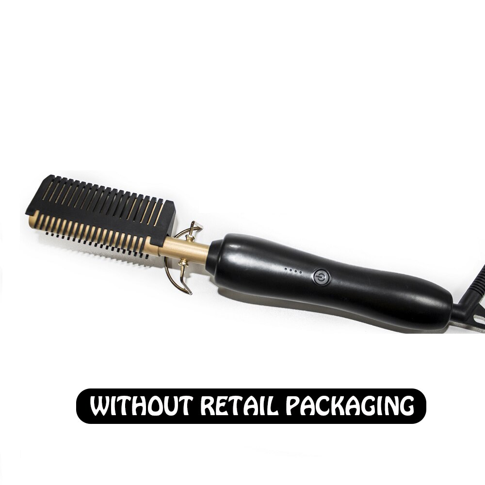 Skägg plattång kam elektriskt hår använda locktång plattång plattång borste värme titanlegering hårrullare: Utan låda / Eu