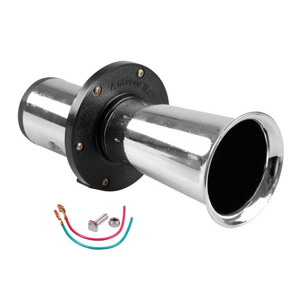 12V Enkele Buis Fluitje 110db Retro Vreemd Geluid Motorfiets Hoorn Universele Sound Systeem Sd Usb MP3 Motorfiets Audio: White