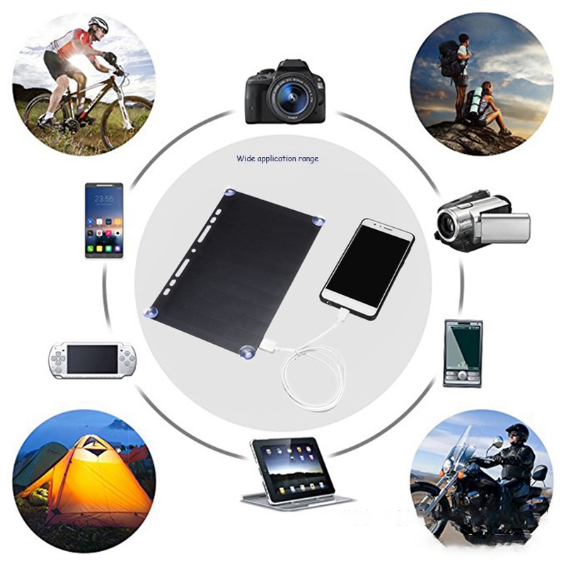 10W 6V Solar Panel Flexible Portable Solar Charging Panel USB Interface for Outdoor Camping Travel