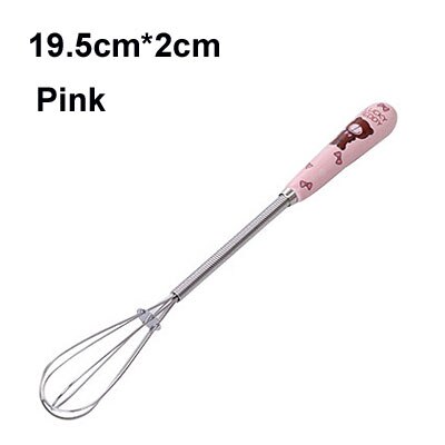 1 PC lovely mini Egg beater stainless steel manual egg beater coffee stirrer butter stirrer kitchen accessories cooking tools: 1PC-Pink