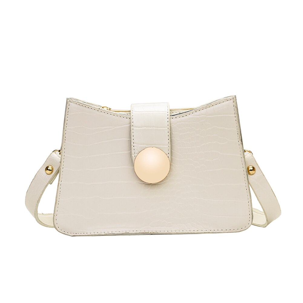Mini leren crossbody tassen dames ketting alligator patroon schoudertas jeugd dames kleine vierkante tas: Wit