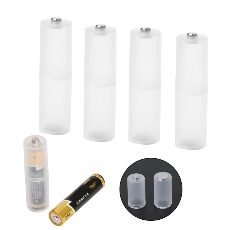 Lot de 4 adaptateurs convertisseurs de piles portables de taille aaa à aa, boîtier de commutation et d'espacement
