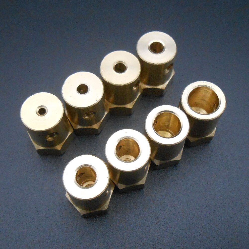 2Pcs X 12MM Hex Brass Shaft Motor Coupling Coupler 2MM 3MM 3.17MM 4MM 5MM 6MM 7MM 8MM L=18MM For Wheel Tyre DC Motor *FD895-902