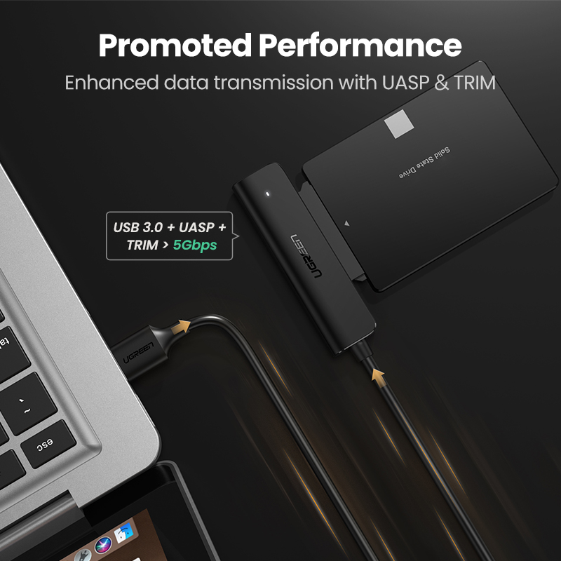 Ugreen sata usb konverter usb 3.0 to sata adapter til 2.5 & #39 ;& #39 ; hdd/ssd ekstern harddisk disk 5 gbps sata til usb kabel