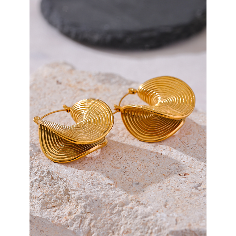 Yhpup-pendientes geométricos únicos y elegantes de acero inoxidable, resistentes al agua, joyería creativa de Metal con temperamento de Color dorado para mujer