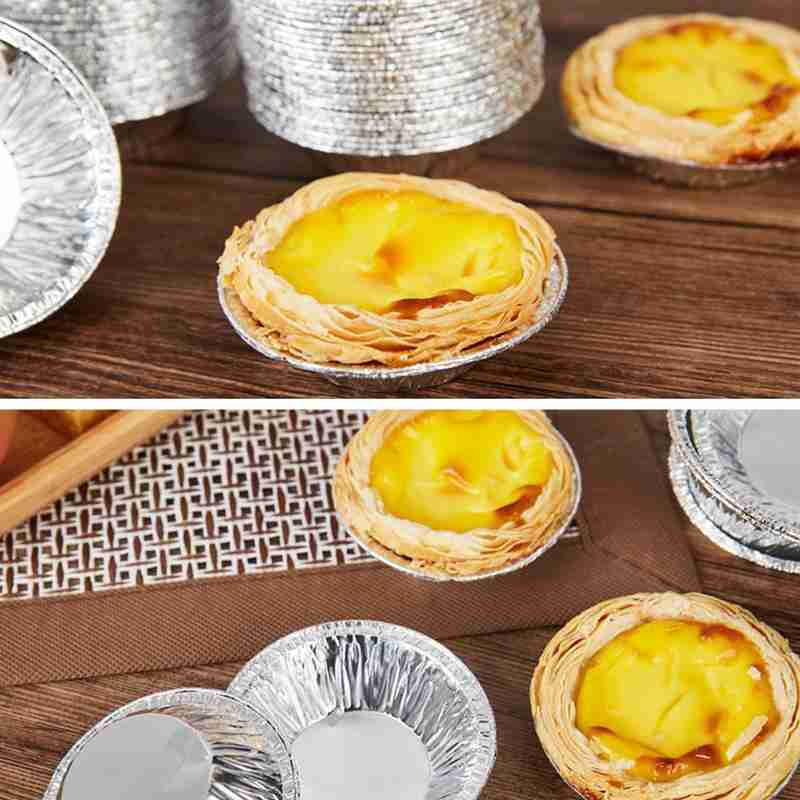100Pcs Ronde Taartvorm Wegwerp Aluminium Taart Lade Mini Tin Folie Taart Plaat Taart Bak Tray Pot Pan c9C1