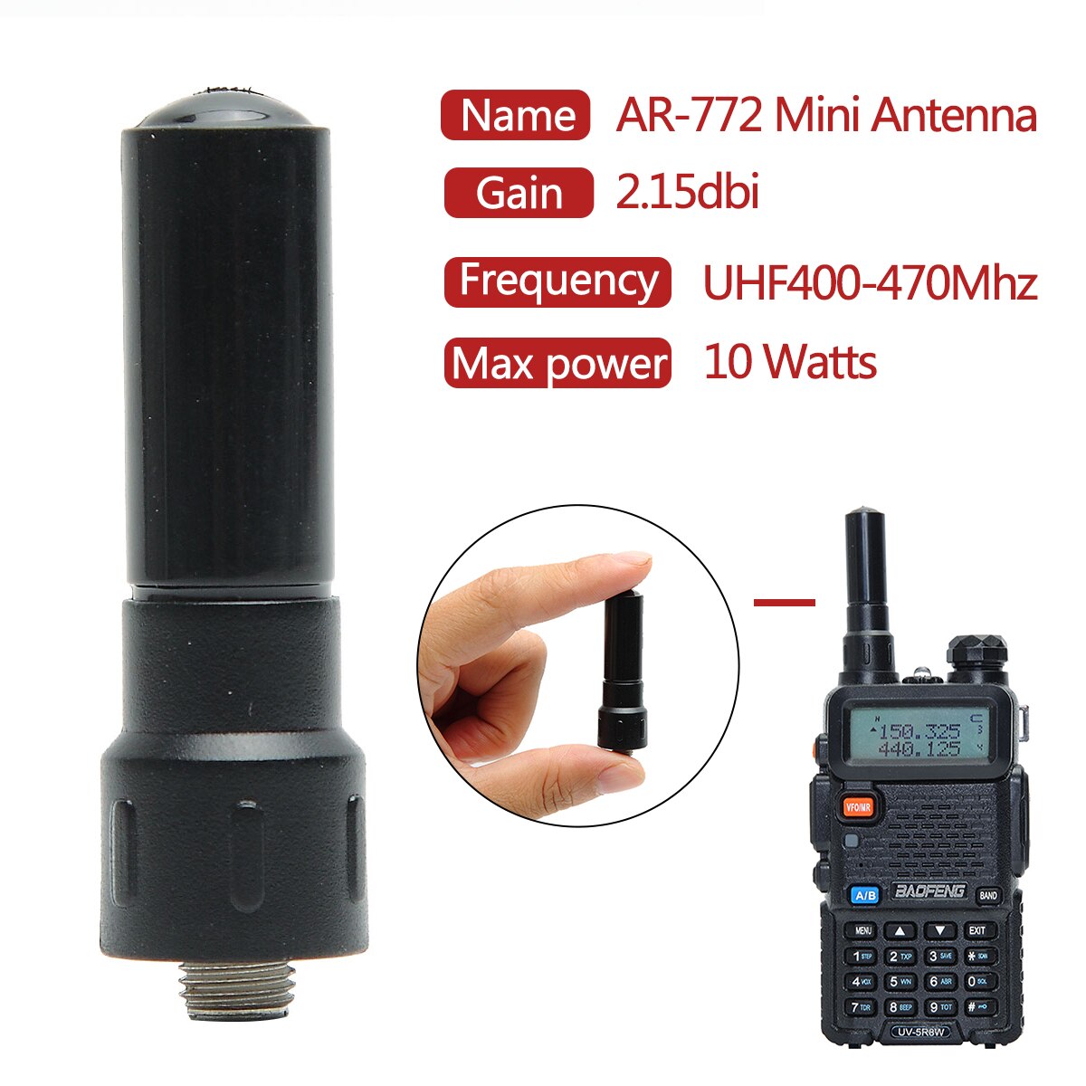 1 ou 2 pces abbree AR-772 sma-fêmea uhf 400-470mhz mini antena protable para baofeng UV-5R UV-82 BF-888S 9r mais walkie talkie