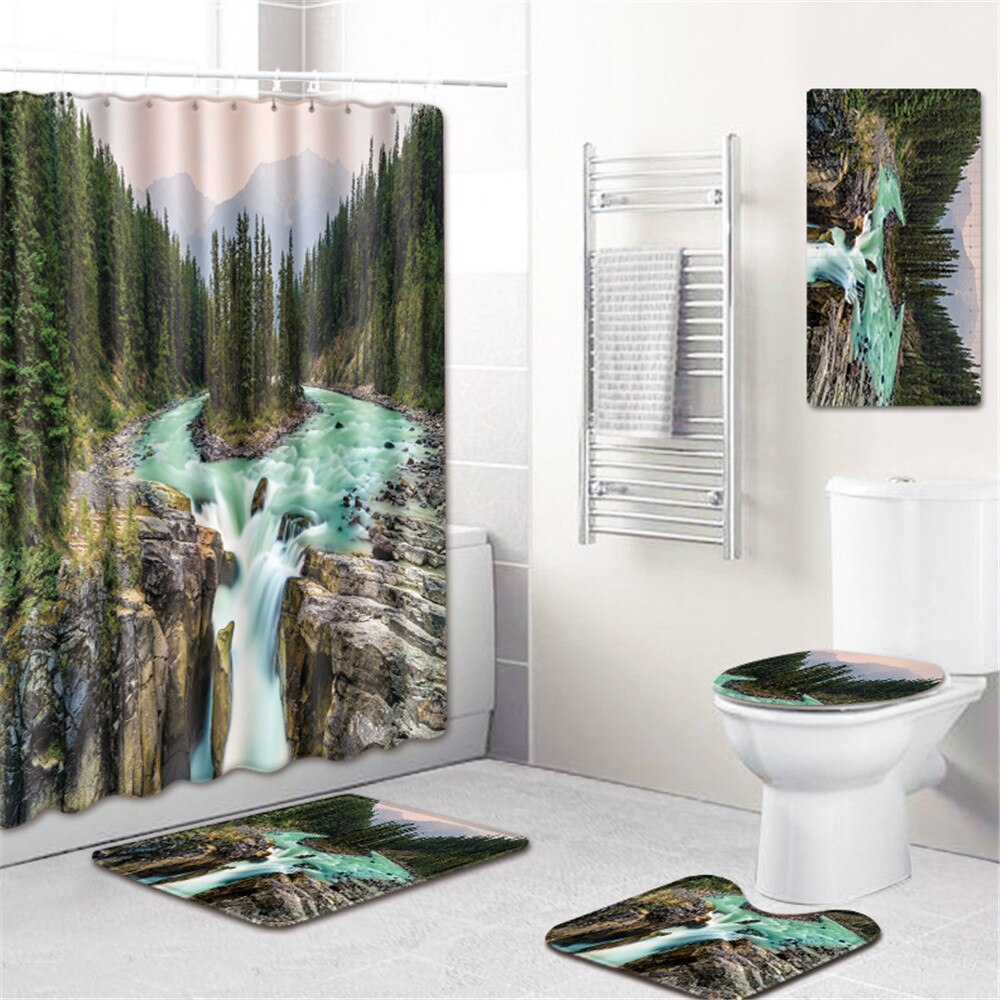 Vloermat badmat toiletmat voetmat badmat waterdicht douchegordijn badmat vijfdelig tapijt