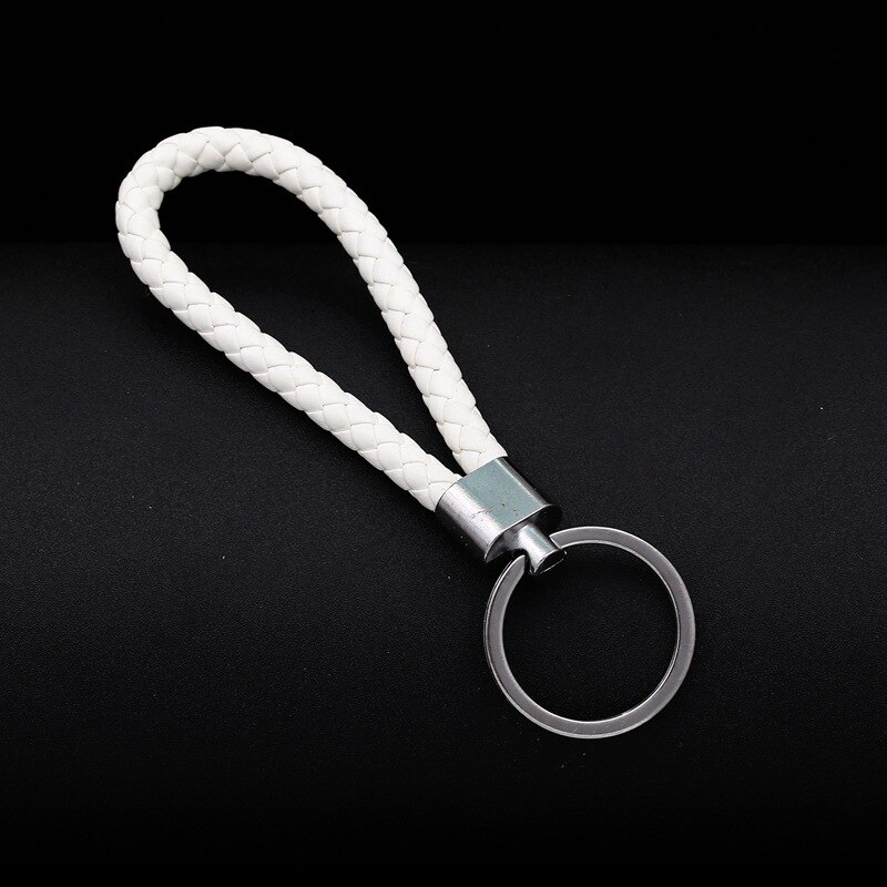 100pcs/lot Woven Leather Rope car key chain Keyring Pendant Rope Keychain: White