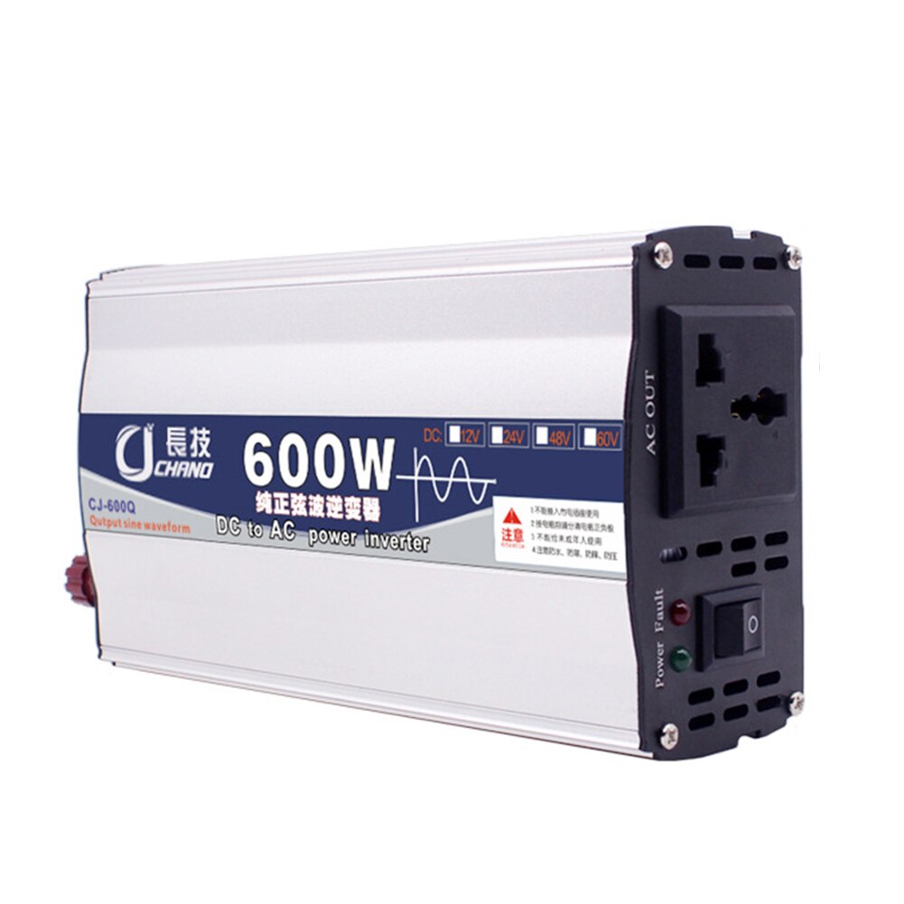 600W 1000W Portable Adapter Car Supply Surge Protection 12V 24V To 220V Home Use Pure Sine Wave Power Inverter LED Display