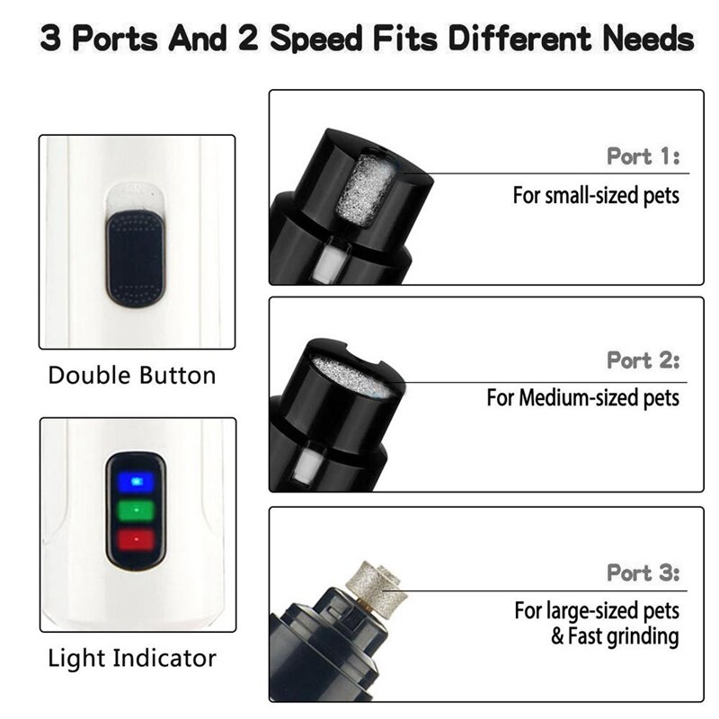 Afbc huisdier nagelvijl hond elektrisch manicure apparaat usb-oplaadbare tondeuse kattennagelreinigingsbenodigdheden geschikt voor honden