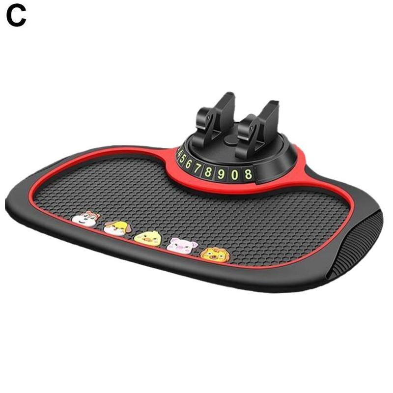 4 In 1 Car Anti-Slip Mat Silicone Dashboard Sticky Phone Holder Mat Auto Non-Slip Phone Pad W Phone Holder Function Car Interior: C