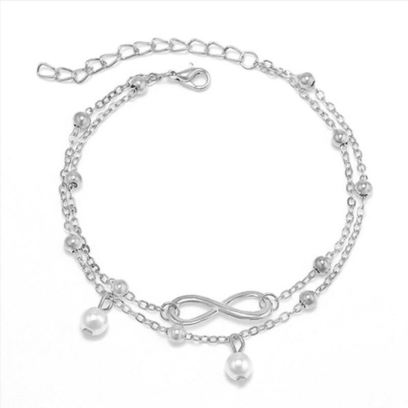 Bohemian Meerdere Lagen Lmitation Parels Infinity Enkel Voor Vrouwen Sieraden Bruids Sieraden: 3