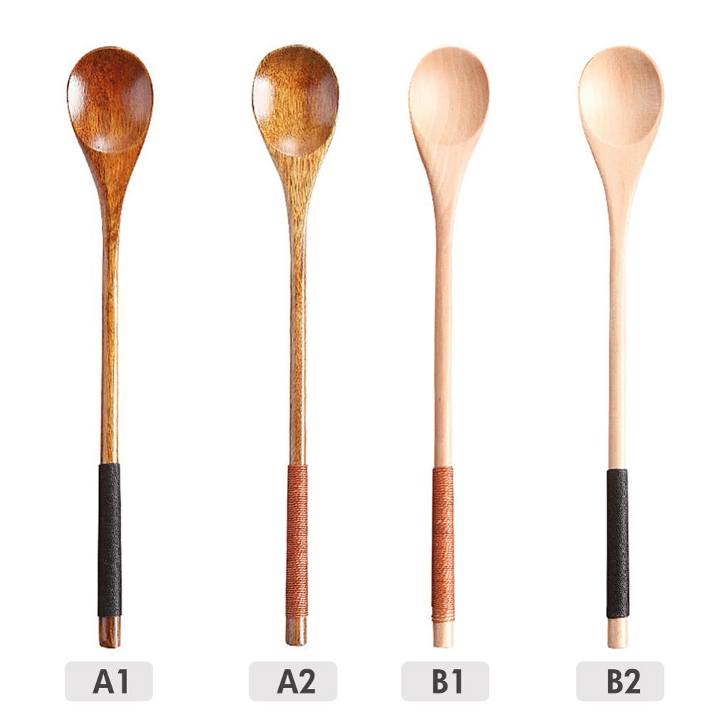 Wooden Spoons Large Long Handled Spoon Kids Spoon Wood Rice Soup Dessert Spoon Coffee Tea Mixing Tablewar