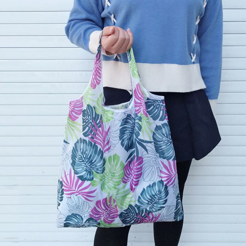 Foldable Reusable Shopping Bag Print Environmental Shoulder Tote Eco Shopping Bag Portable Folding Shopping Bag Handbag