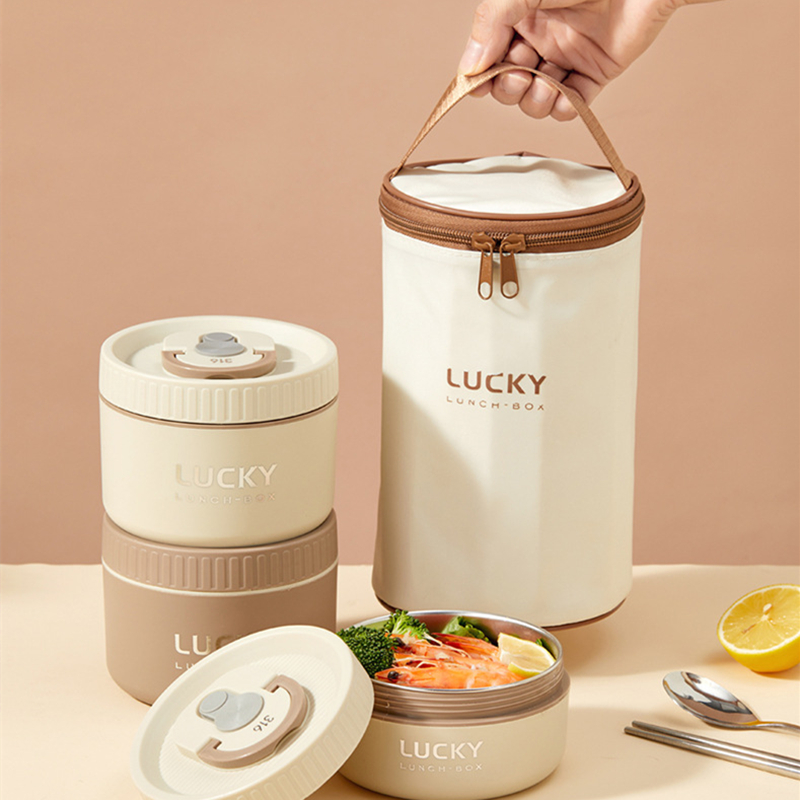 Round Portable Thermal Bag for Lunch Portable Ice Cooler Pack Insulation Picnic Food Storage Bags School Bento Dinner Container