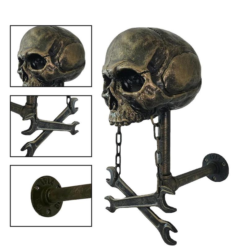 Motorcycle Helmet Rack Helmet Holder Skull With Beard-Helmet Rack Wall Mount Helmet Display Stand Luggage Hook Jacket Hanger
