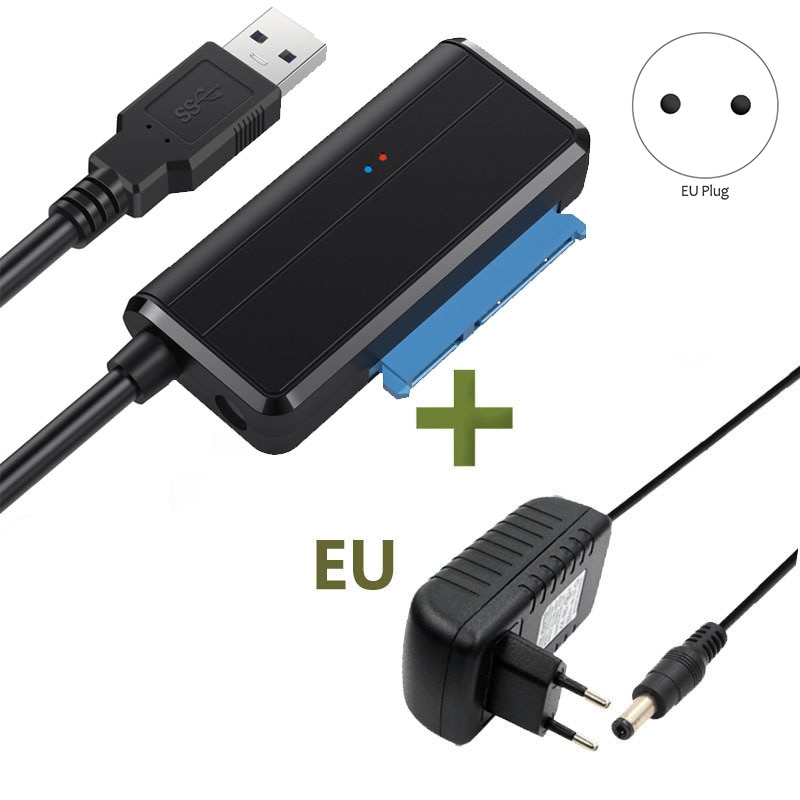 USB 3.0 to SATA Hard Drive Converter SSD Adapter Kabel Konwertera Super Speed 22 Pin EU Plug