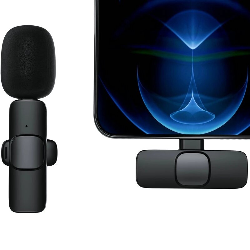 Kabelloses lavalier-stereo-mikrofon mit rauschunterdrückung, tragbar, für audio- und videoaufnahmen mit iphone, android-smartphone und handy (live-spiele).