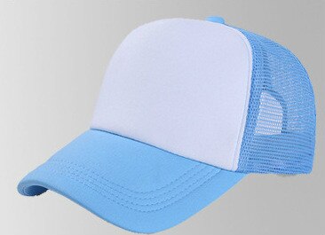 1 Pc Unisex Cap Casual Plain Mesh Baseball Cap Adjustable Snapback Hats For Women Men Hip Hop Trucker Cap Streetwear Dad Hat: Light blue