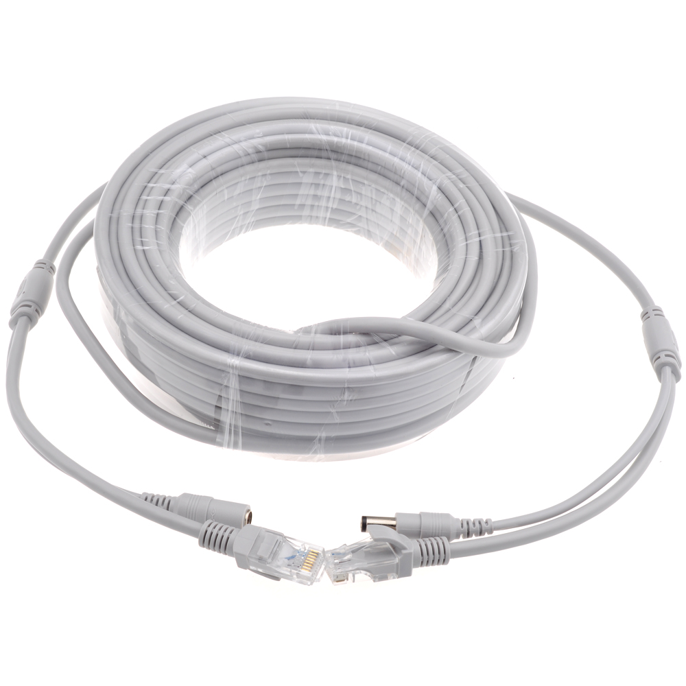 ESCAM 5 M/10 M/15 M/20 M/30 M opcional gris CAT5/CAT-5e Cable Ethernet RJ45 + DC de potencia CCTV Cable de red LAN para sistema de cámaras IP