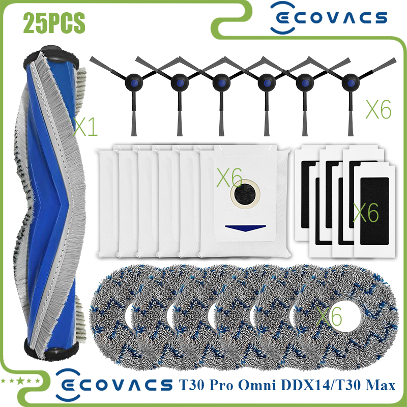 per Ecovacs Deebot T30 pro OMNI / T30 Max / T30 / DDX14 Aspirapolvere Spazzola laterale principale Filtro HEPA Mocio Panno Parti di ricambio: verde