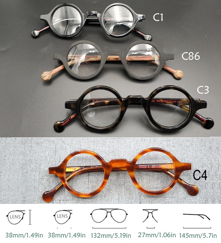 Vintage small round glasses frame Men and women retro myopia optical prescription Acetate glasses