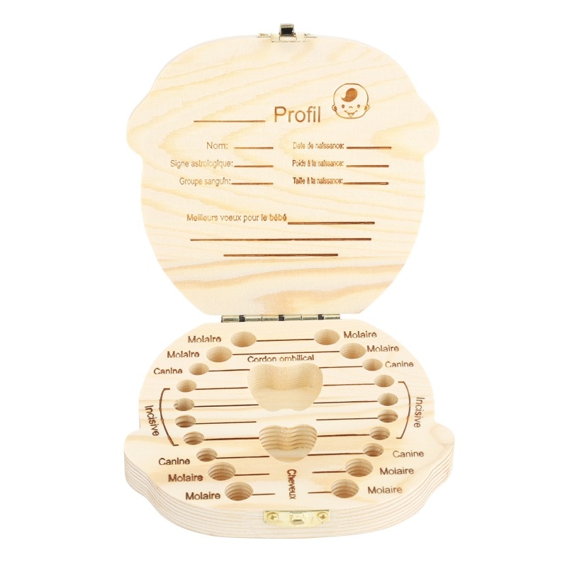 Kids Baby Tooth Keepsake Box, Wooden First Tooth Deciduous Teeth Saver Boxes Container For Child Kids
