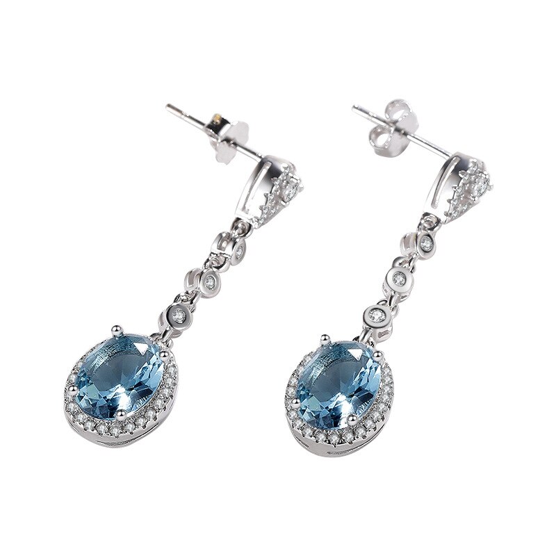 Blau Saphir Topas Ohrring für Frauen 925 Silber Bizuteria Edelstein aretes de mujer ohrringe Tropfen Ohrring für Mädchen orecchini: Ursprünglich Titel