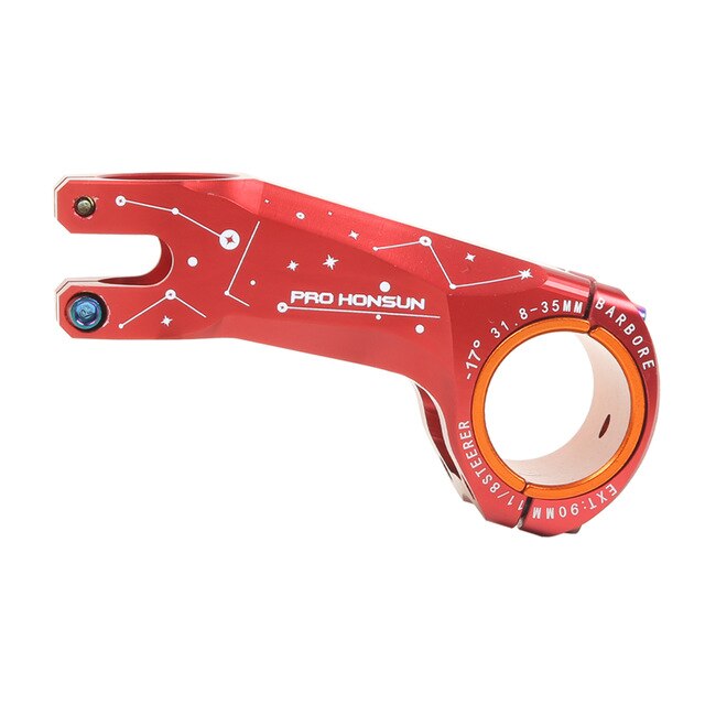 Ángulo negativo -17 grados xc camino vástago mtb 90mm vástago cnc 31,8mm/35mm manillar bicicleta ultraligero 28,6mm steerer bicicleta d: Rojo
