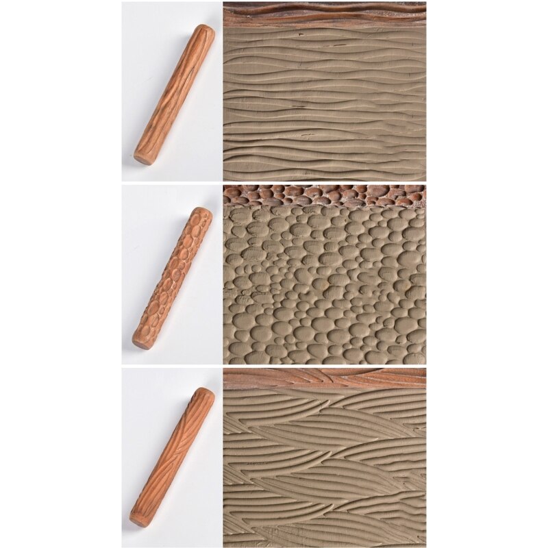 Hout Klei Textuur Deegroller Reliëf Patroon Polymer Clay Roller Keramische Aardewerk Gereedschappen
