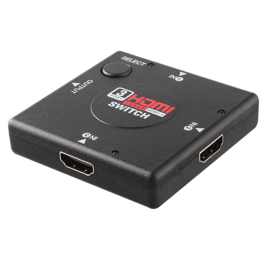 Mini 3 Switch High Definition 3 Port HDMI Switcher HDMI Splitter HDTV HD DVD 1080P Vedio Adaptor Suitable For PS3 Black