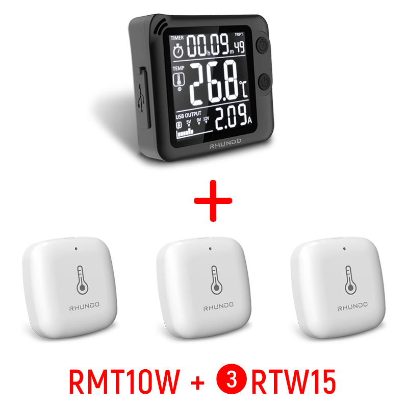 RHUNDO-termómetro Digital inalámbrico para coche, reloj de temperatura para exteriores, retroiluminación de tiempo, pantalla de visualización multifunción: Marrón