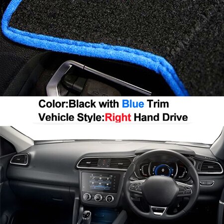 Cubierta de tablero de instrumentos de coche, alfombra Dashmat para tablero, cojín, capa, parasol, 2 capas, para Renault Kadjar , , ,: RHD Blue