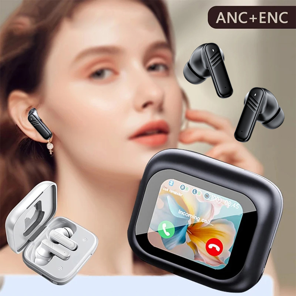 voll-Touchscreen-Kopfhörer ANC Bluetooth 5.4 Ohrhörer mit Geräuschunterdrückung, kabellose in-Ohr-ENC-Ohrhörer mit Mikrofon für Smartphone